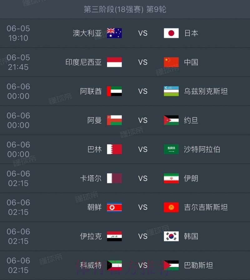 世界杯每日赛程